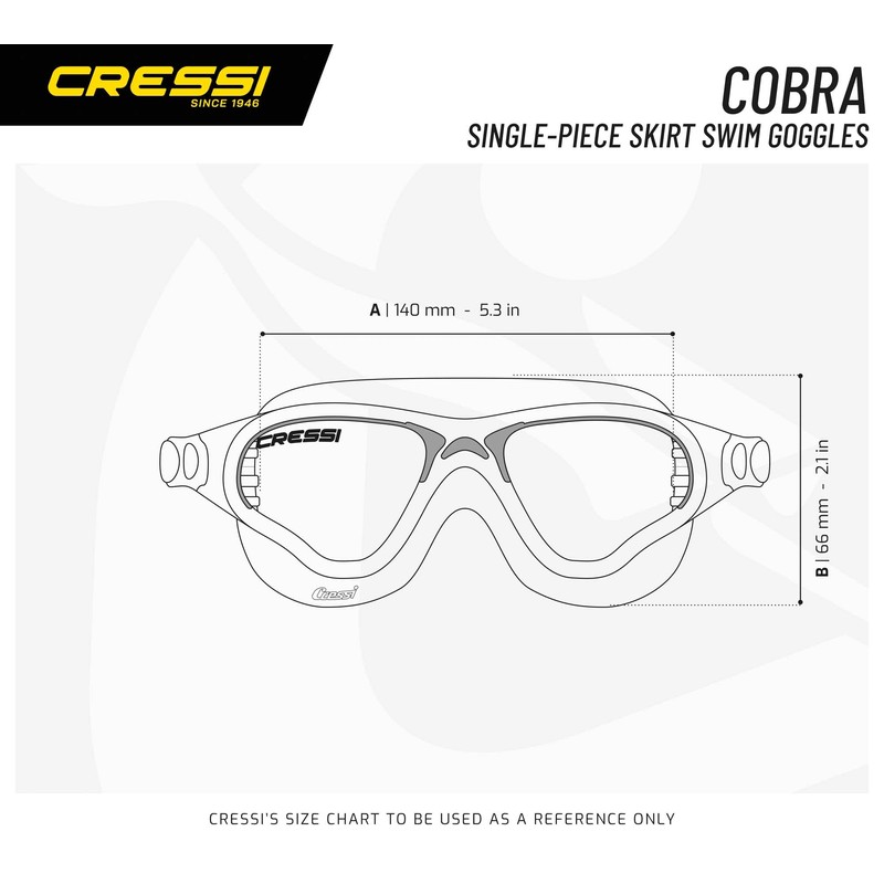 Cressi Cobra Anti Fog Premium Swim Goggles Mask - Clear/Black,