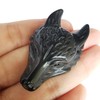 Lovionus89 Natural Black Obsidian Wolf Head Stone Statue, Mini 40