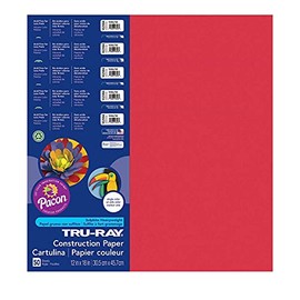 Tru-Ray® Construction Paper, Holiday Red, 12" x 18", 50 Sheets Per Pack, 5 Packs