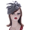 Lawliet Women Wool Felt Pillbox Fascinator Wedding Fedoras Party Gray
