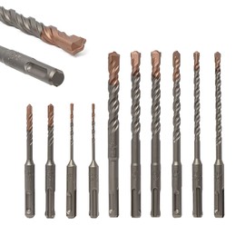 YOSIGHT 10Pcs Rotary Hammer Drill Bits Set, SDS Plus Shank Carbide-Tipped Drill Bits, Double Thread Copper Plating Bit Drill Bits, Tools for Concrete Brick Stone & Other Masonry Construction Materials
