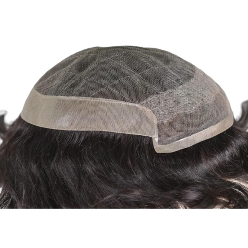 Voloria Men's Hairpiece European Human Hair Toupee 9x7inch Swiss Lace