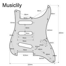 Musiclily 11 Hole SSS Strat Pickguard Scratch Plate for Fender USA/Mexican Standard Stratocaster Modern Style Electric Guitar, 4Ply White Pearl