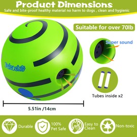 Yiateoit Dog Ball Interactive Dog Ball for Large Dogs, 3.46 inch Dog Toy, Indestructible, Fun Squeaky Ball for Boring Training Teeth Cleaning