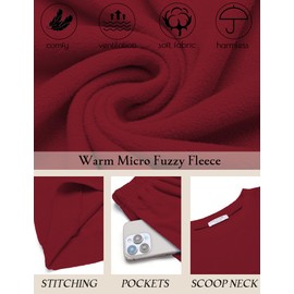 Ekouaer Pajamas for Women 2 Piece Lounge Set Long Sleeve Sleepwear Comfy Fuzzy Pjs Crew Neck Nightwear with Poeckts Burgundy,X-Large