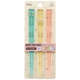 Skater AA2T-A Acrylic Clear Chopsticks, 6.5 inches (16.5 cm), Set of 3, Sumikko Gurashi, Made in Japan
