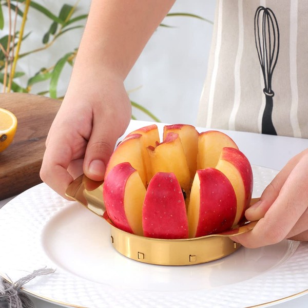 Gold Apple Slicer, Reinforced All-in-One Apple Slicer and Corer, 8-Blade Apple Slicer, Buyer Star Upgraded Apple Corer Tool, Kitchen Accessories