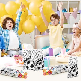 PintreeLand 50PCS Soccer Party Favor Bags, Sport Event Theme Party Plastic Goodie Candy Treat Bags