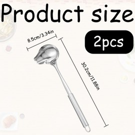 Set of 2 Stainless Steel Soup Ladles, Sauce Ladles, 30.2 cm Sauce Spoons with Pouring Spout, Small Soup Ladle for Soup Sauces, Gravy Dressings, Kitchen Cooking Tool