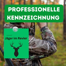 Hunter in the Territory Suction Cup Sign - Olanmarp Hunting Vehicle Identification for Safety in the Area of UV, UV Resistant, Includes Suction Cup - Made in EU - 10 x 12 cm