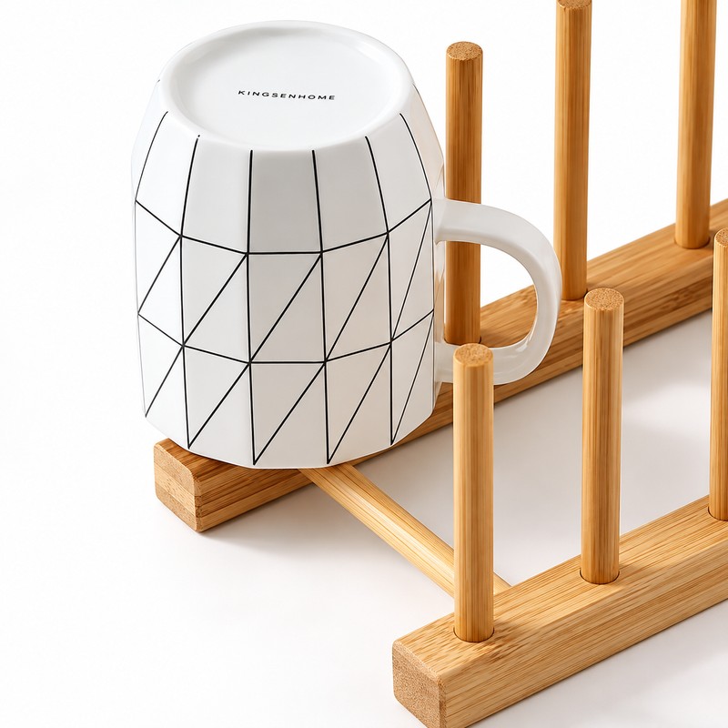 Bamboo Dish Drying Rack for Kitchen Countertop Organization – Reusable