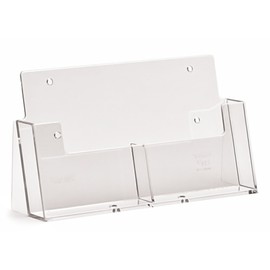 Taymar A6 Portrait Leaflet Counter Stand with 2 Pockets - Clear