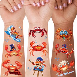 WEDDARA 101+ Crab Temporary Tattoos for Kids & Adults – Waterproof, Non-Toxic, Skin-Safe Crab Designs – Party Favors & Gifts