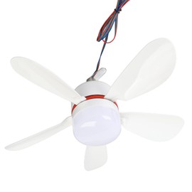 Depisuta Portable Ceiling Fan with LED Light, 16.5 Inches, DC12V, Detachable Camping Tent Fan, Removable Blades, Outdoor, Indoor, Fishing, LED Light, White