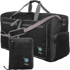 bago Holdall Bags for Men & Women - 60L Spacious Holdall Bag with Shoe Compartment - Save Time & Travel The World in Style & Convenience - Durable, Lightweight & Foldable Duffle Bag (Black)