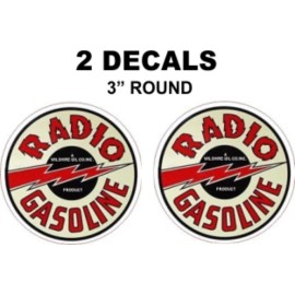 2 Radio Gasoline Decals - Very Nice - Hard to find.
