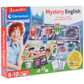 Clementoni - 55227 - Education - Mistery English - Juego Educativo Niños 6 Años, Educativo Inglés, con Tablero, Fichas Y Personajes, 3 Niveles De Dificultad, Juguete En Español, Made In Italy