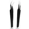 A+ Quality Set of 2 Black Anti Static Tweezers Including