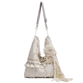 Women Hand Crochet Tote Bag Shoulder Hobo Bag for Women Boho Casual Tassel Shoulder Handbag Purse