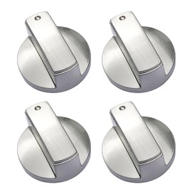 Huanfeimo 4 PCS Gas Hob Knobs Replacements 6mm Metal Brushed Gas Cooker Hob Switch Universal Gas Stove Knobs Silver Control Switch Knobs for Various Oven Gas Hob