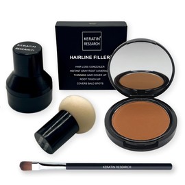 KERATIN RESEARCH Hairline Filler Unisex Mineral Powder Root Touch-Up Hair loss Concealer Scalp & Beard Bald Patch Coverage Fibers for Thinning Hair Waterproof Organic Natural look (AUBURN, XL)