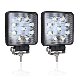 PICAA 2pcs Square 4 Inch 27W Flood Led Work Light 12V 24V, LED Light Bar 4x4 Driving Fog Lamp 6000K White Waterproof for Car Offroad Truck SUV ATV UTE Motorcycle