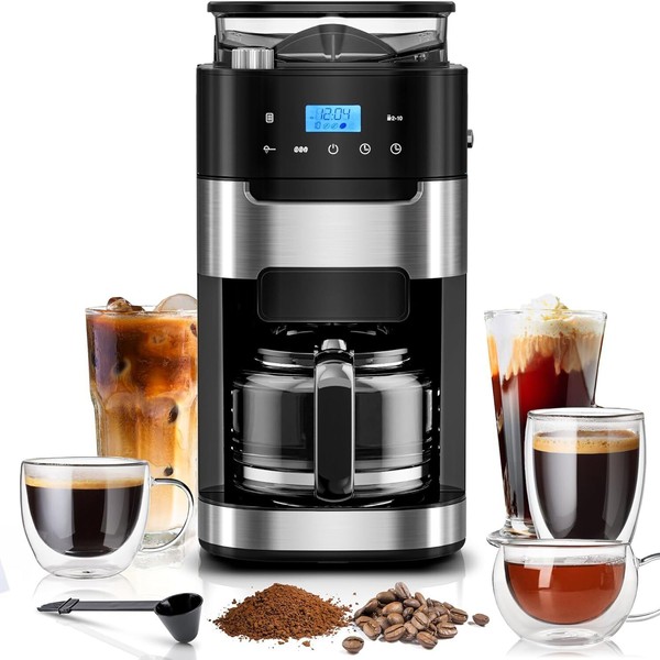 10-Cup Digital Drip Coffee Maker ,Built-In Grinder, Programmable,1