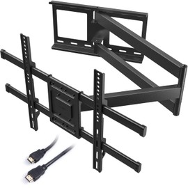 BONTEC TV Wall Mount with Extra Long Extendable Arm for 32-75 Inch TVs, Holds Up to 132lbs, Full Motion Dual Arm TV Bracket with Tilt, Swivel, Level Adjustment, Max VESA 600x400mm, Wide Compatibility