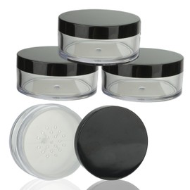 COSIDEA 3 pcs Empty plastic loose powder jars with sifer 30g 1OZ refillable pot cosmetic bottles storage container