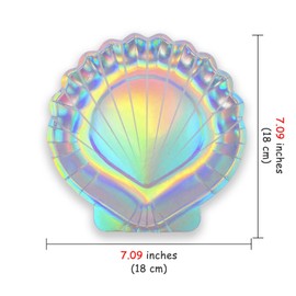 Biiange Shell Plates, Holographic Foil Shell Paper Plates, Glitter Iridescent Disposable Plates for Wedding, Mothers Day, Birthday Party Decorations (24 Pcs)