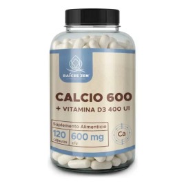 Calcio 600 Mg Con Vitamina D3 400 Ui Raíces Zen 120 Cápsulas Sin Sabor