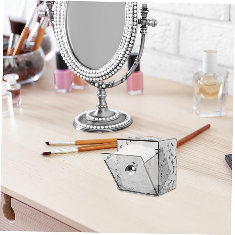 WOONEKY Stylish Wall Mounted Cotton Pad Container with Flip Lid