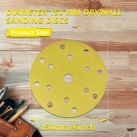 GZKTY 50Pcs 150mm Sanding Discs - Professional Grit 80 Sanding Discs - 15 Hole for Random Orbital Sander - Aluminium Oxide Abrasive Car Dry Sanding Sand
