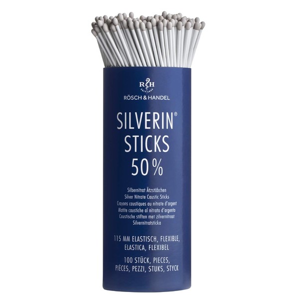 Silver Nitrate Potassium Nitrate Etching Sticks, Etching Pen, 115 mm Elastic, Pack of 100, 50%, for Treating Wild Meat, for Treating Warts and Corns, for Ostomy Care, Rösch and Trade
