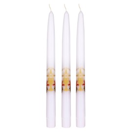 Mega Candles 3 pcs Unscented Chalice Religious First Communion Taper Candles, 10 Inch x 7/8 Inch Diameter, Self Fitting Ends, Great for Communion, Celebrations, Religious Rituals, Holders