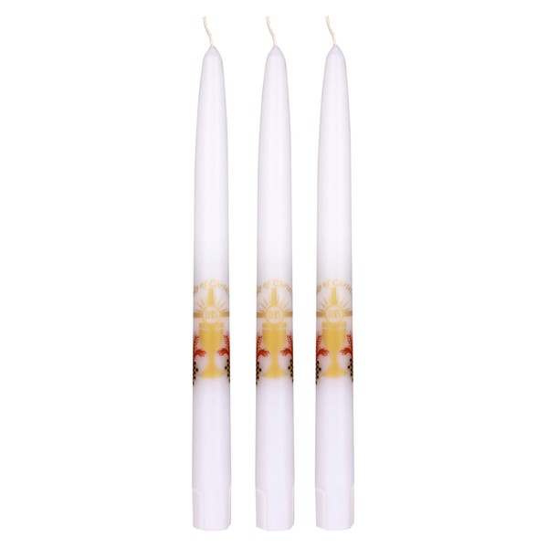 Mega Candles 3 pcs Unscented Chalice Religious First Communion Taper
