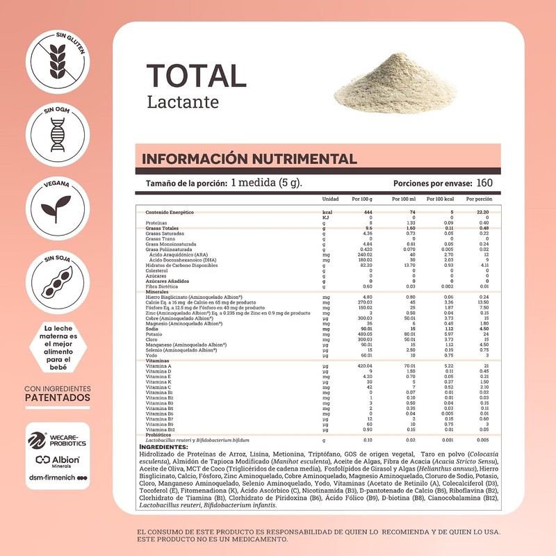 Fórmula vegetal sin lactosa Matter Total Baby Etapa I –