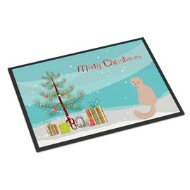 Caroline's Treasures CK4789MAT Scottish Fold Cat Merry Christmas Doormat 18x27 Front Door Mat Indoor Outdoor Rugs for Entryway, Non Slip Washable Low Pile, 18H X 27W