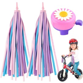 Children's Bicycle Accessories, Handlebar Fringe Children's Bike, Children's Scooter Handlebar Accessories, Balance Bike Accessories, with Children's Bicycle Bell, 1 Pair