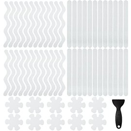 FULANDL 58PCS Bathtub Non Slip Stickers, Anti Slip Shower Stickers Safety Strips Adhesive Decals with Scraper, for Bath Tub Stairs Ladders Shower Room (Clear)