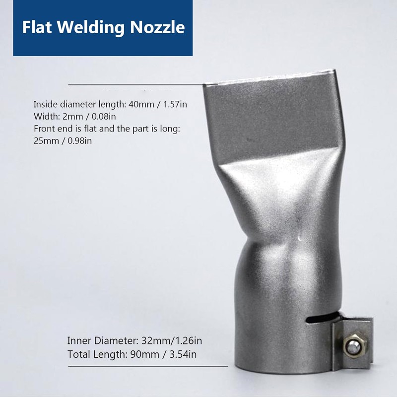 2Pcs Flat Wide Mouth Welding Nozzle, 40mm Stainless Steel Heat