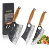3PCS Butcher Knife, 7" Meat Cleaver, 7" Serbian Chef and