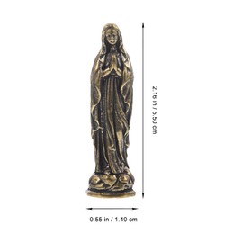 Homoyoyo Brass Maria Brass Virgin Statue Miniature Virgin Sculpture Catholicism Ornament Maria Figurine Classic Virgin Decor Brass Craft Figurine Desk Madona En Laton Mini Virgen Stand