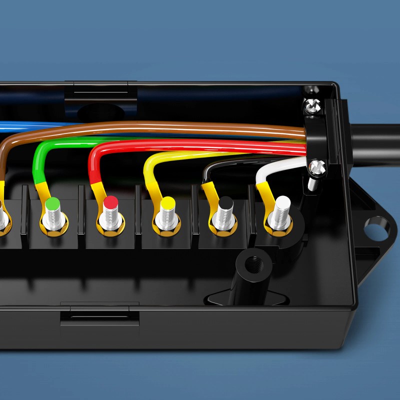MICTUNING 8FT Trailer Cord with 7-Way Plug Inline Junction Box,
