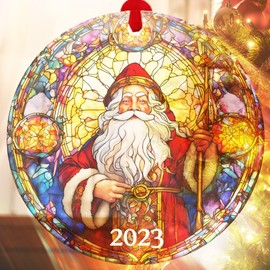 Jabihome Christmas Ornaments 2023, Christmas Gifts Exchange For Women, Men, Collectible Dated Year Ornaments For Tree, Unique Acrylic Suncatcher, Printed Stained Glass Effect Decor