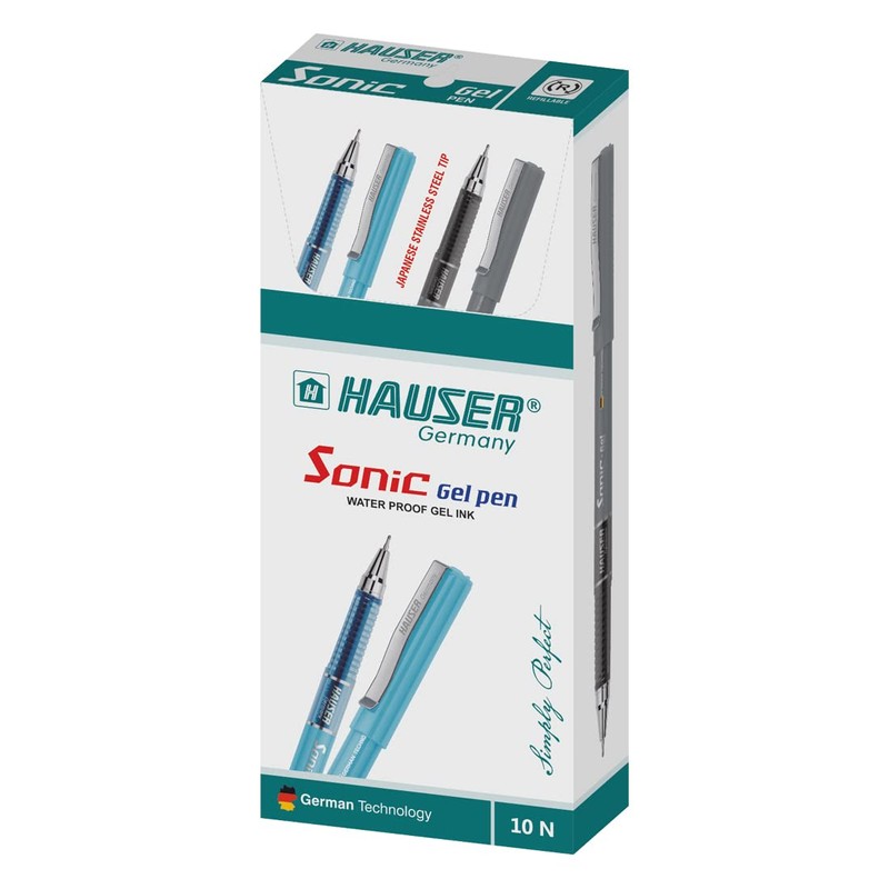Hauser Sonic Water Proof Gel Ink Pen Black Pack of