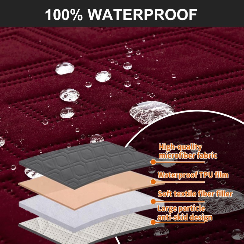 Genina Waterproof Reclining Couch Cover for 3 Seater Non-Slip, Washable