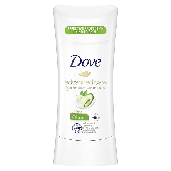 Dove Advanced Care Antiperspirant Deodorant Stick for Women, Cool Essentials, for 48 Hour Protection And Soft And Comfortable Underarms, 2.6 oz