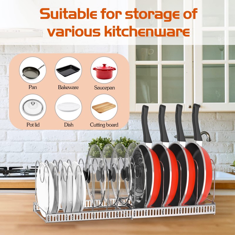 Housolution Pot and Pan Organizer Rack for Cabinet, Stainless Steel