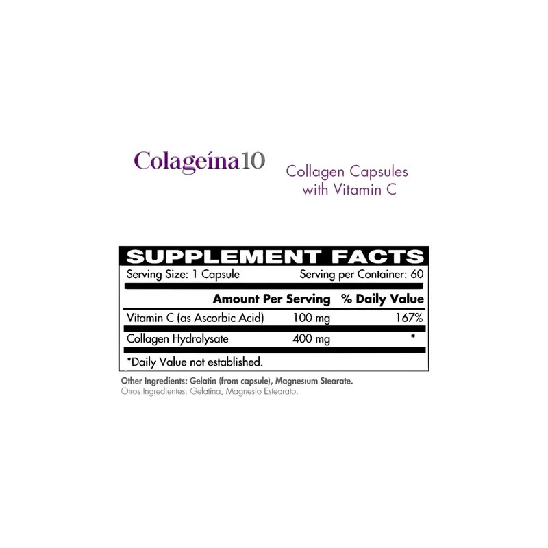 Colageina 10 Cápsulas De Colágeno Hidrolizado Con Vitamina C